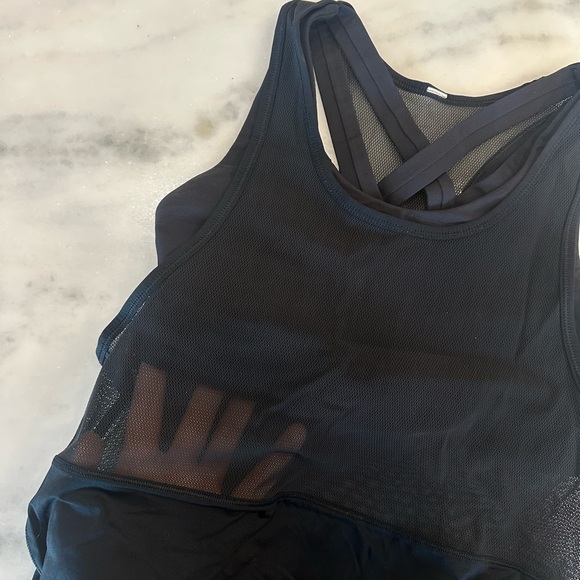 Lululemon Black Mesh Racerback Tank Top - Picture 2 of 4